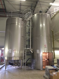 Tanks used in the chocolate-making process. Tanks used in the chocolate-making process.