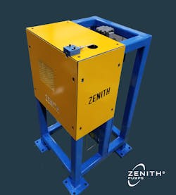 CIRCOR’s system solution uses a Zenith B-9000 Series rotary positive displacement pump specifically designed for single-stream chemical duty applications. CIRCOR’s system solution uses a Zenith B-9000 Series rotary positive displacement pump specifically designed for single-stream chemical duty applications.