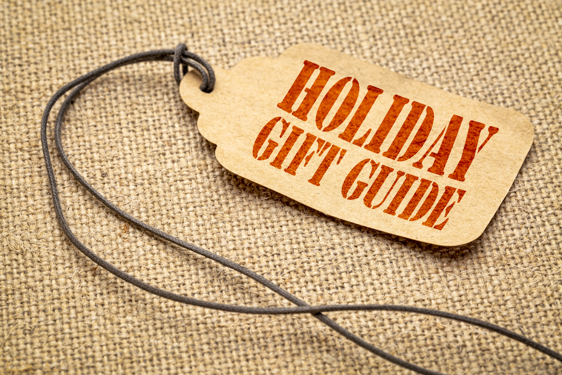 Holiday Gift Guide Tag on Burlap