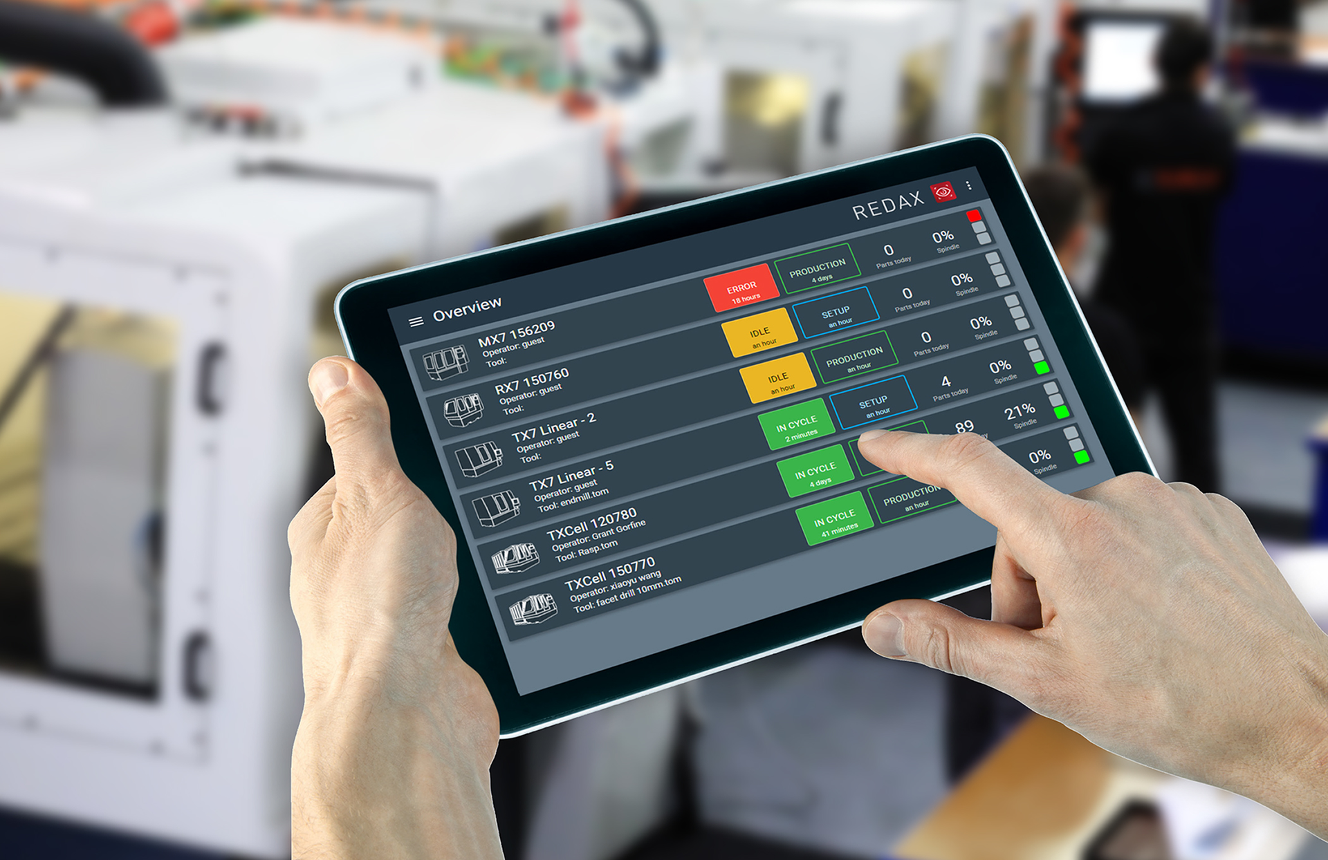 Redax monitors machine production in real time and delivers up-to-date information with enhanced, easy-to-read visibility and control in manufacturing operations.