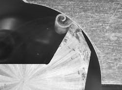 Lead-free brass glides over the cutting edge and forms a thin chip. Lead-free brass glides over the cutting edge and forms a thin chip.