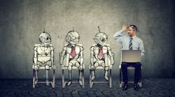 human & robots at job interview human & robots at job interview