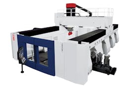 The MEGAMILL portal milling machine in continuous operation on the machine frames. The MEGAMILL portal milling machine in continuous operation on the machine frames.