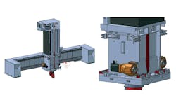 The vertical axis (RAM) is mounted in the movable crosshead in a box-in-box assembly, which significantly increases rigidity. The vertical axis (RAM) is mounted in the movable crosshead in a box-in-box assembly, which significantly increases rigidity.
