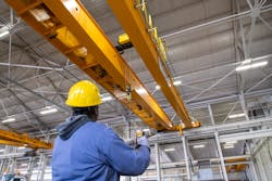 Hoosier Crane removed the two existing hoists and replaced them with new R&M 10-ton hoists. Hoosier Crane removed the two existing hoists and replaced them with new R&M 10-ton hoists.