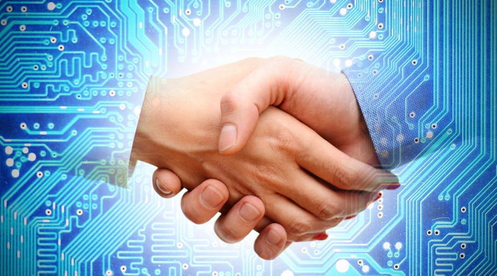Handshake between industrial companies.