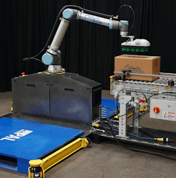 Columbia/Okura’s miniPAL palletizer. Columbia/Okura’s miniPAL palletizer.