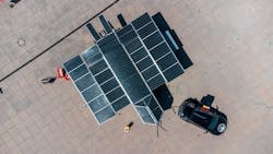 Drone shot of the panels on the SolarButterfly