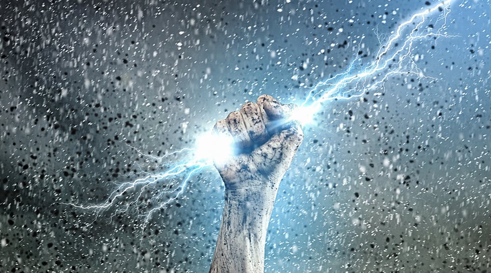 Human Hand Holding Lightning