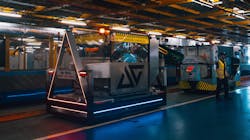 The Auto-Dolly (foreground) and Auto-DollyTug (background) operating in the baggage building at Changi Airport, Singapore. The Auto-Dolly (foreground) and Auto-DollyTug (background) operating in the baggage building at Changi Airport, Singapore.