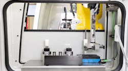 Robot RFID scanning on ANCA machine