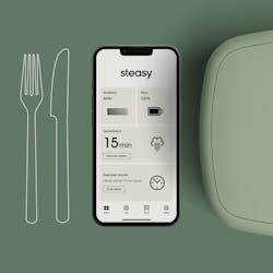 Steasy's smart technology includes an app that lets users set and program a certain mealtime so their food is heated and ready whenever they are—no more wasting precious break time. Steasy's smart technology includes an app that lets users set and program a certain mealtime so their food is heated and ready whenever they are—no more wasting precious break time.
