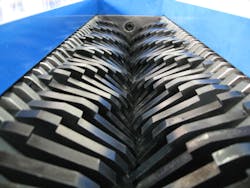 Instead of using many shredders to progressively reduce the size of battery scrap, new shredder “knife” technology like BCA's Triplus system can uniformly cut to any size in a single pass, reducing battery scrap down to a reclaimable proportion and requiring significantly less processing, energy use, labor, and maintenance. Instead of using many shredders to progressively reduce the size of battery scrap, new shredder “knife” technology like BCA's Triplus system can uniformly cut to any size in a single pass, reducing battery scrap down to a reclaimable proportion and requiring significantly less processing, energy use, labor, and maintenance.