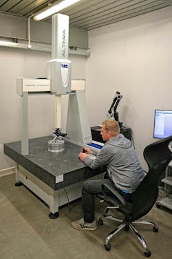 Ray Harris with the new LK AlteraC 10.7.7 CMM in the new inspection room at Driven Engineering's Havant factory. Due to the limited headroom, LK Metrology reduced the height of the machine during its build in Castle Donington. Ray Harris with the new LK AlteraC 10.7.7 CMM in the new inspection room at Driven Engineering's Havant factory. Due to the limited headroom, LK Metrology reduced the height of the machine during its build in Castle Donington.