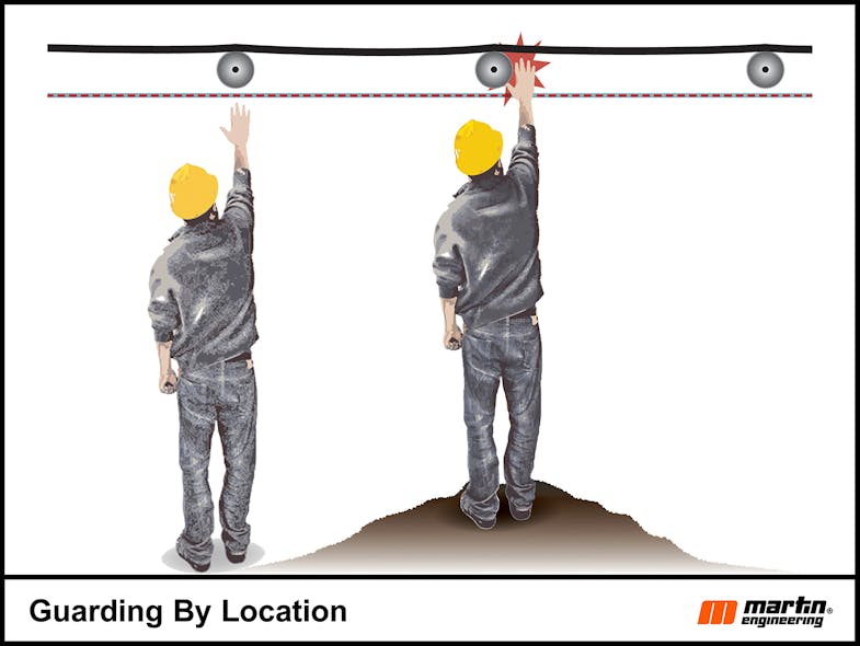 Height prevents a worker from reaching hazardous areas until the reality of bulk operations proves otherwise.