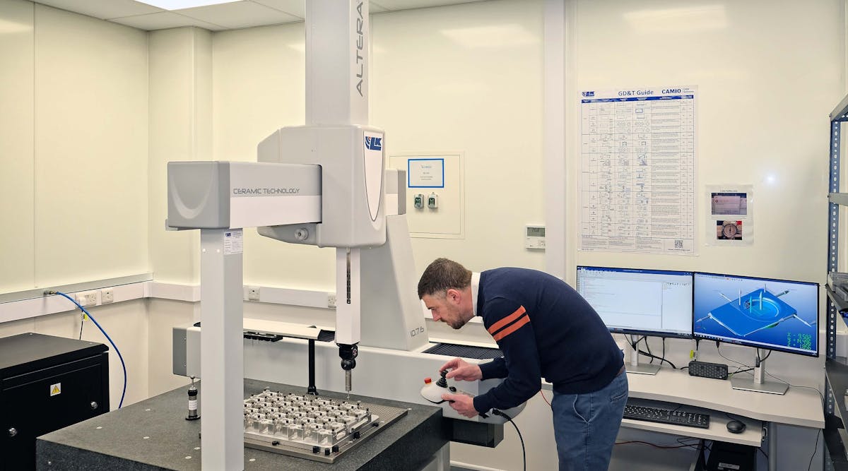 Peter Makosa sets up one of the reduced-height LK Altera S CMMs in the temperature-controlled inspection room at Alltrista's factory in the UK.