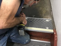 Installation process on top step Installation process on top step