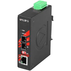 The Antaira IMC-C1000-S4-T is a compact IP30-rated gigabit Ethernet-to-Fiber media converter featuring a 10/100/1000TX Ethernet port and a fixed fiber interface supporting ST or SC connectors.