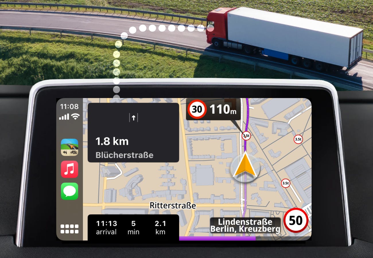 Sygic Truck & Caravan Navigation on CarPlay.