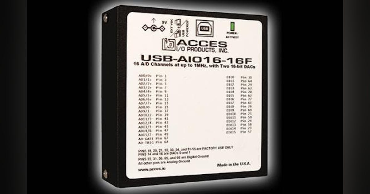 USB-AIO Family of USB Multifunction Analog Modules from ACCes products ...