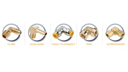 The area where the hose and fitting meet is often the weakest point choosing the right end is especially important. Fittings are commonly available in flare, hose barb, push-to-connect, pipe, and compression ends. The area where the hose and fitting meet is often the weakest point choosing the right end is especially important. Fittings are commonly available in flare, hose barb, push-to-connect, pipe, and compression ends.