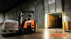 Fox Robotics FoxBot Autonomous Forklift approaching trailer Fox Robotics FoxBot Autonomous Forklift approaching trailer