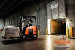 Fox Robotics FoxBot Autonomous Forklift approaching trailer Fox Robotics FoxBot Autonomous Forklift approaching trailer