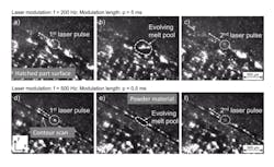 The Mikrotron EoSens3.0MCX5 camera enables a precise examination of the development of the melt pool and the influence of parameter changes during a part build. The Mikrotron EoSens3.0MCX5 camera enables a precise examination of the development of the melt pool and the influence of parameter changes during a part build.
