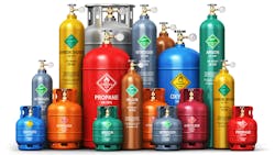 Set of different industrial liquefied gas containers Set of different industrial liquefied gas containers