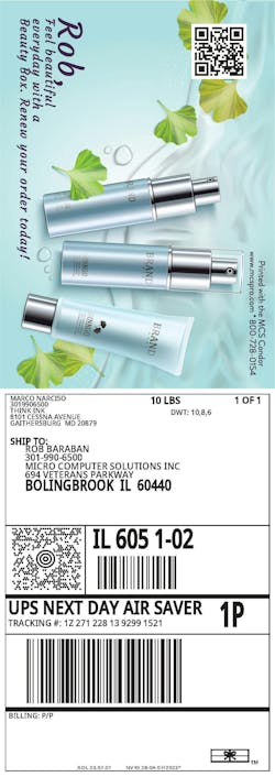 MCS example of printed ad labels MCS example of printed ad labels