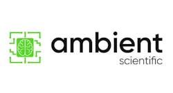 Ambient Scientific, Inc. logo with a green brain on a semiconductor chip with its company name in black lowercase lettering on a white background.