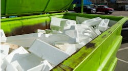 The transfer station in North Vancouver that takes garbage and recycling. Polystyrene/Styrofoam in a bright green dumpster in a parking lot. The transfer station in North Vancouver that takes garbage and recycling. Polystyrene/Styrofoam in a bright green dumpster in a parking lot.