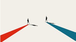 Business merger and partnership vector concept with two arrows meeting Business merger and partnership vector concept with two arrows meeting