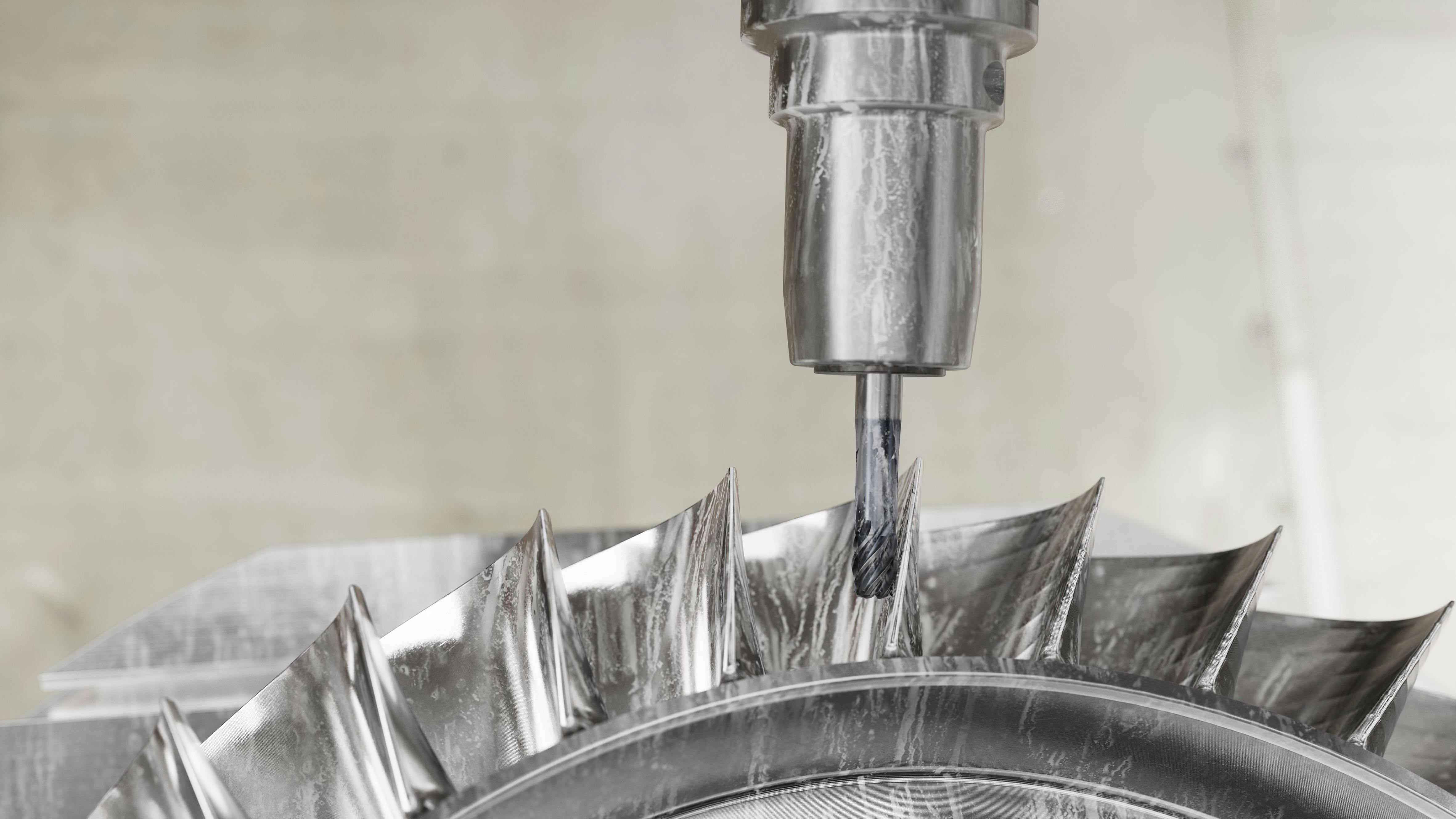 Sandvik Coromant CoroMill Plura Barrel solid-end mill being used to mill a component