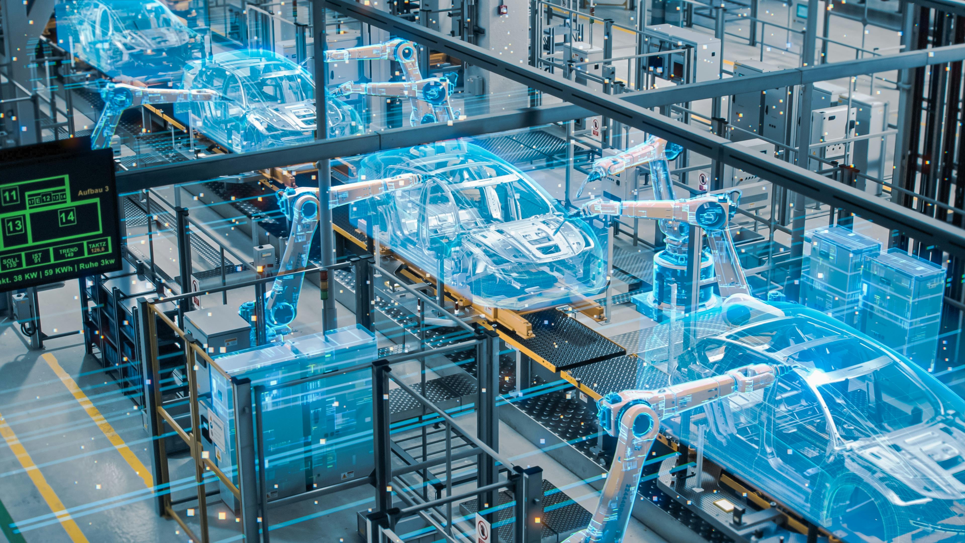 Car Factory Digitalization Industry 4.0 Concept