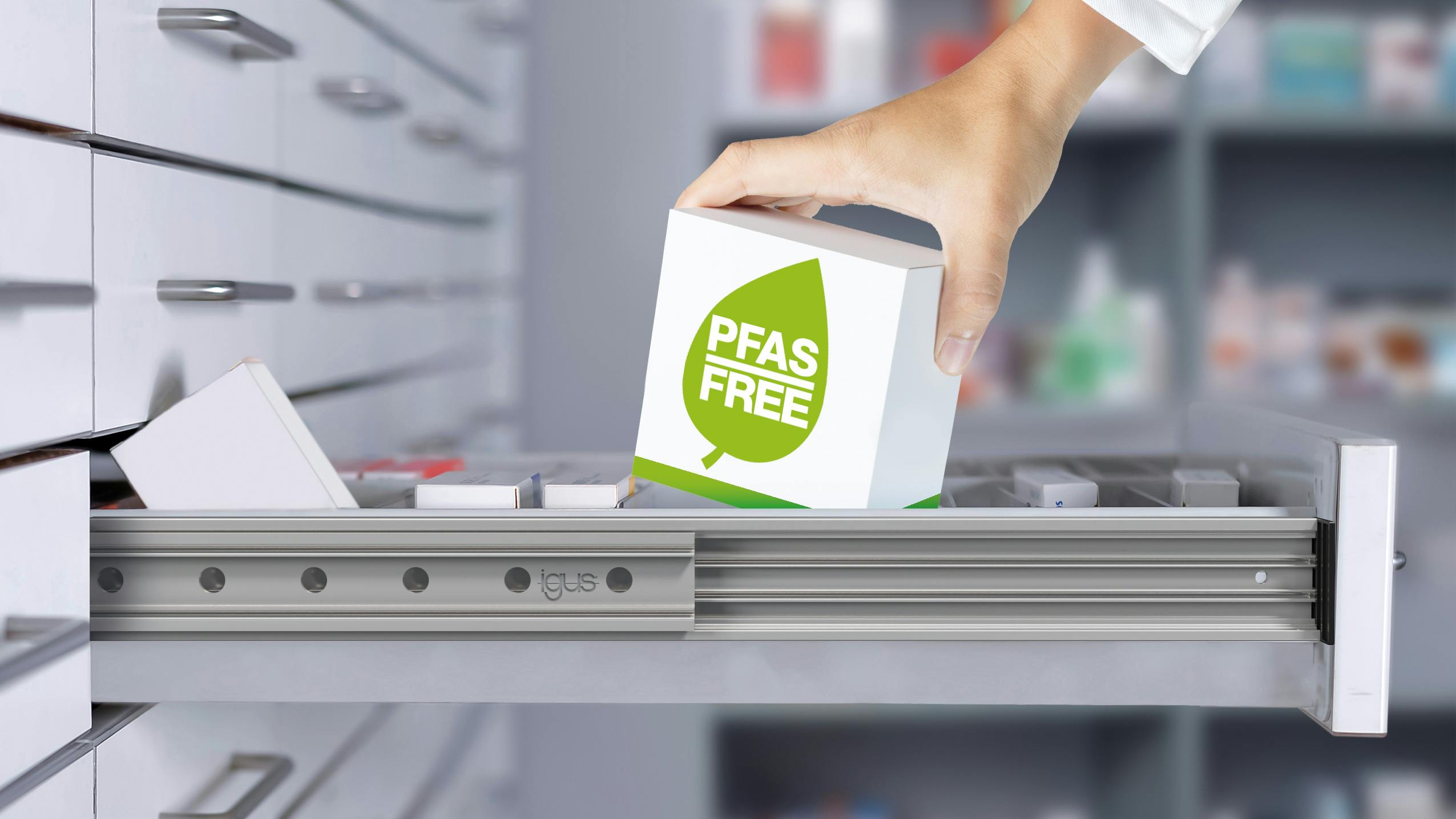 igus Drylin NT-60-4 PFAS-free aluminum telescopic rail.