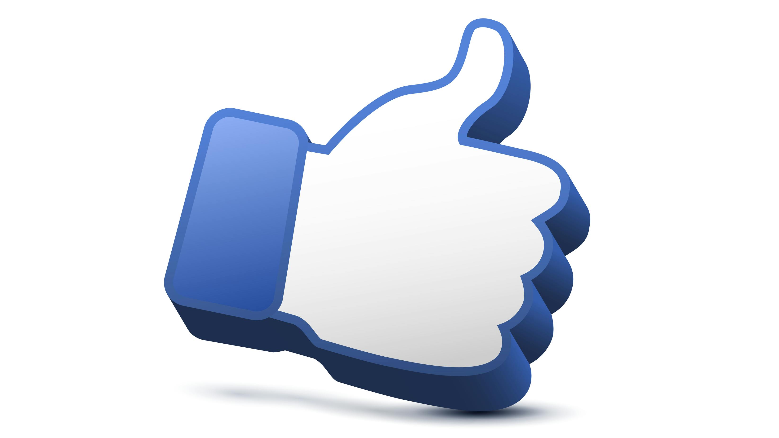 Illustration of Facebook-like Thumbs up sign in blue with a white background