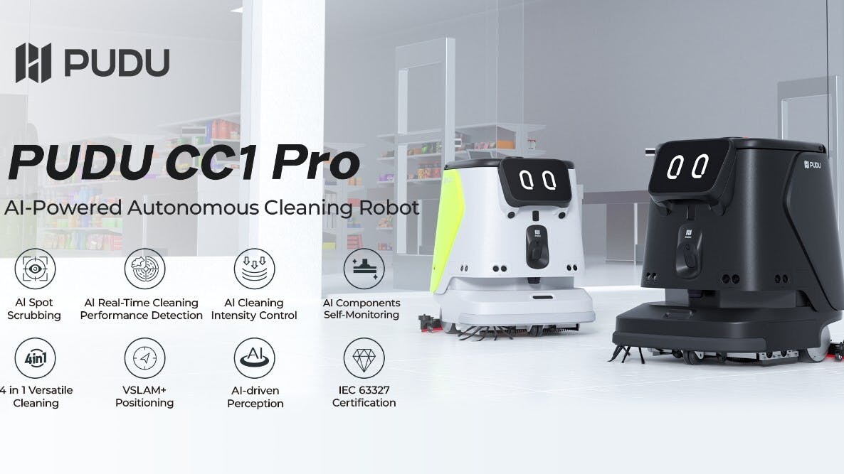 PUDU CC1 Pro Autonomous Cleaning Robot Detects Stains in Real Time