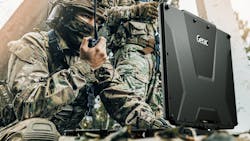Getac Technology V120 field laptop shown in use by military professionals. Getac Technology V120 field laptop shown in use by military professionals.