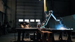 UR8 cobot demonstrating long welding. UR8 cobot demonstrating long welding.