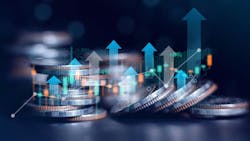 Business finance and investment concept with stock chart and stacked coins. Business finance and investment concept with stock chart and stacked coins.