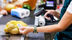 Gryphon 4600 Handheld Barcode Scanners used on lemons in checkout Gryphon 4600 Handheld Barcode Scanners used on lemons in checkout