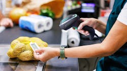 Gryphon 4600 Handheld Barcode Scanners used on lemons in checkout Gryphon 4600 Handheld Barcode Scanners used on lemons in checkout