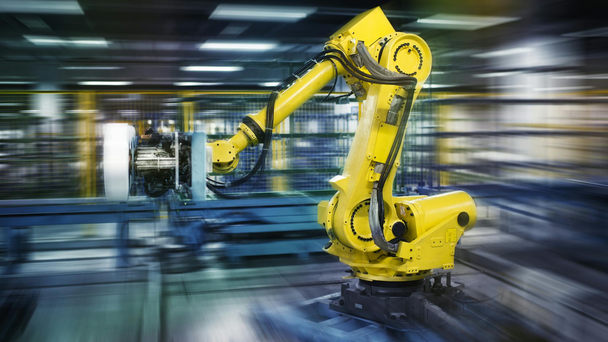 Robots work in a workshop