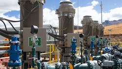 Line of vertical motors at factory Line of vertical motors at factory