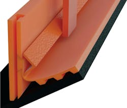 The Urethane ApronSeal flap glides independently, able to retain a seal even with belt profile fluctuations. The Urethane ApronSeal flap glides independently, able to retain a seal even with belt profile fluctuations.