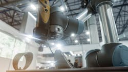 UR robot polishing a metal component UR robot polishing a metal component