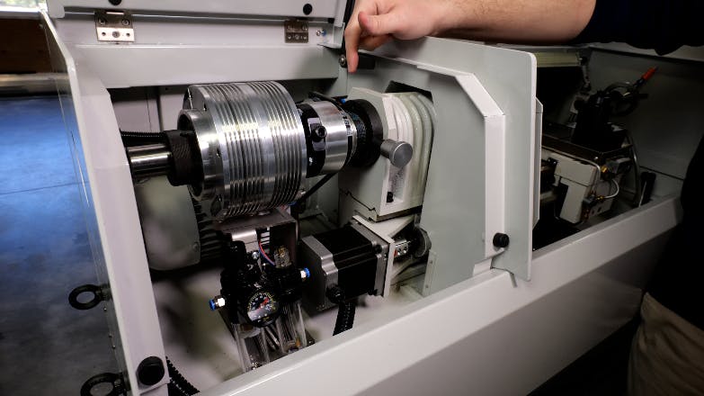 Automatic Collet Closer for Lathe Speeds Small-Part Production