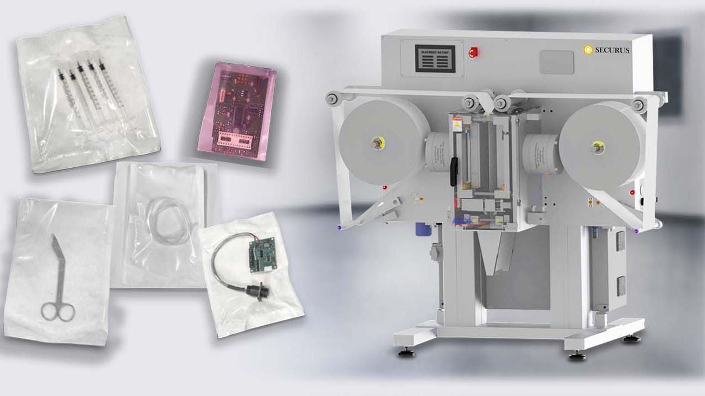 VS 610 Vertical Pouch Maker Runs Tyvek, Poly, and Foil On Demand